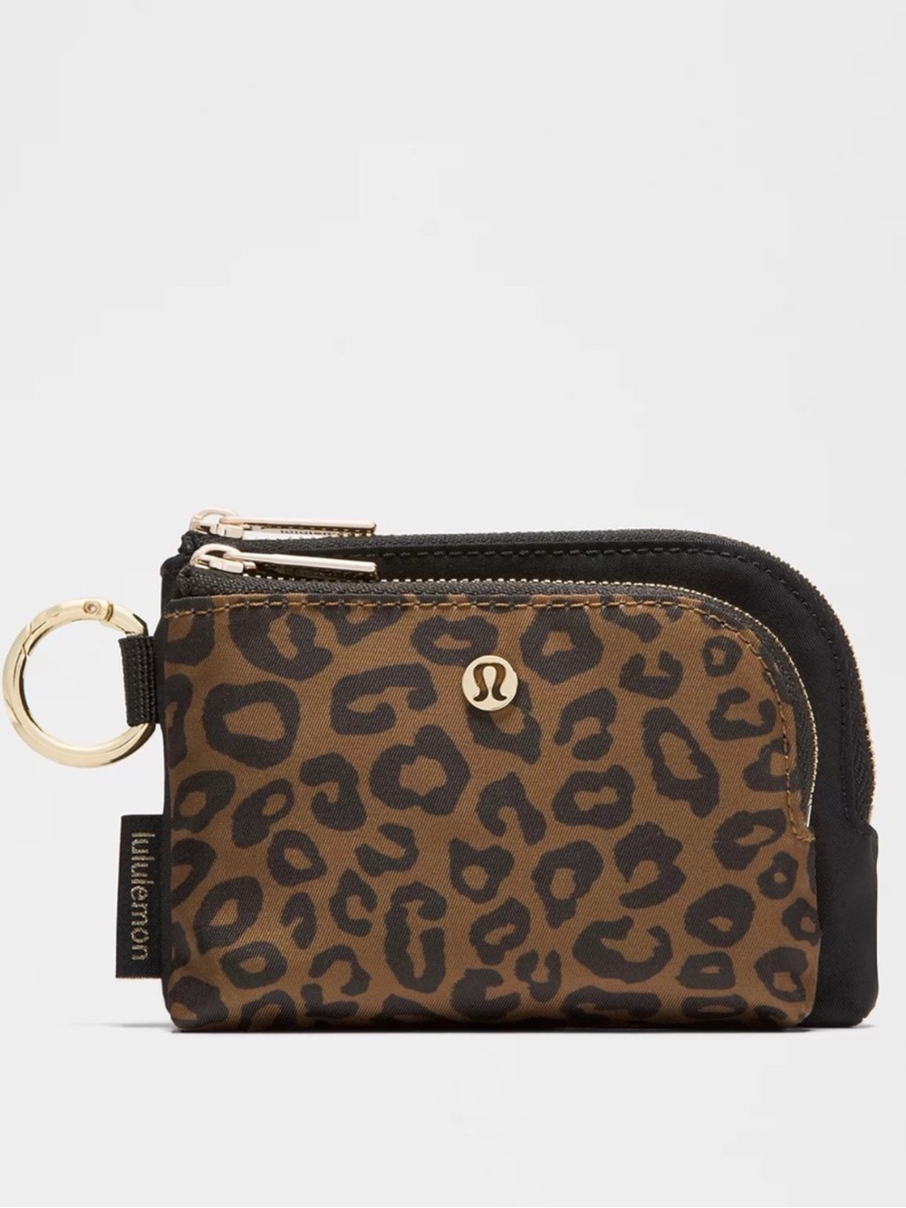lululemon Double Zip Clippable Card Pouch Leopard and Black NWT